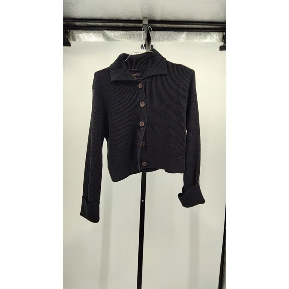 Quince Black Button-Up Sweater